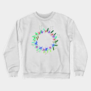 Pink red green floral leaf wreath watercolor Crewneck Sweatshirt